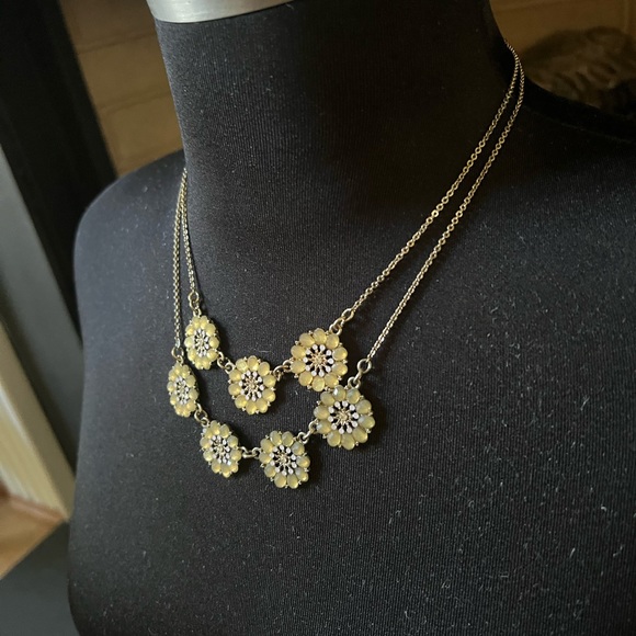Gold Floral Sparkly Gemstone Necklace by The Limited - Picture 4 of 6